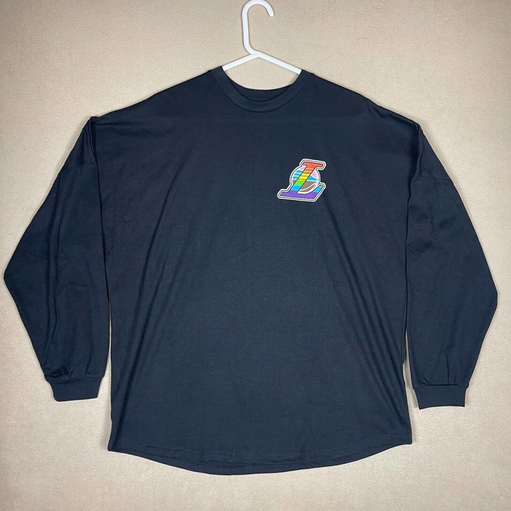 LA Lakers Pride Night Long Sleeve T-Shirt Adult‎ Extra Large Black Oversized